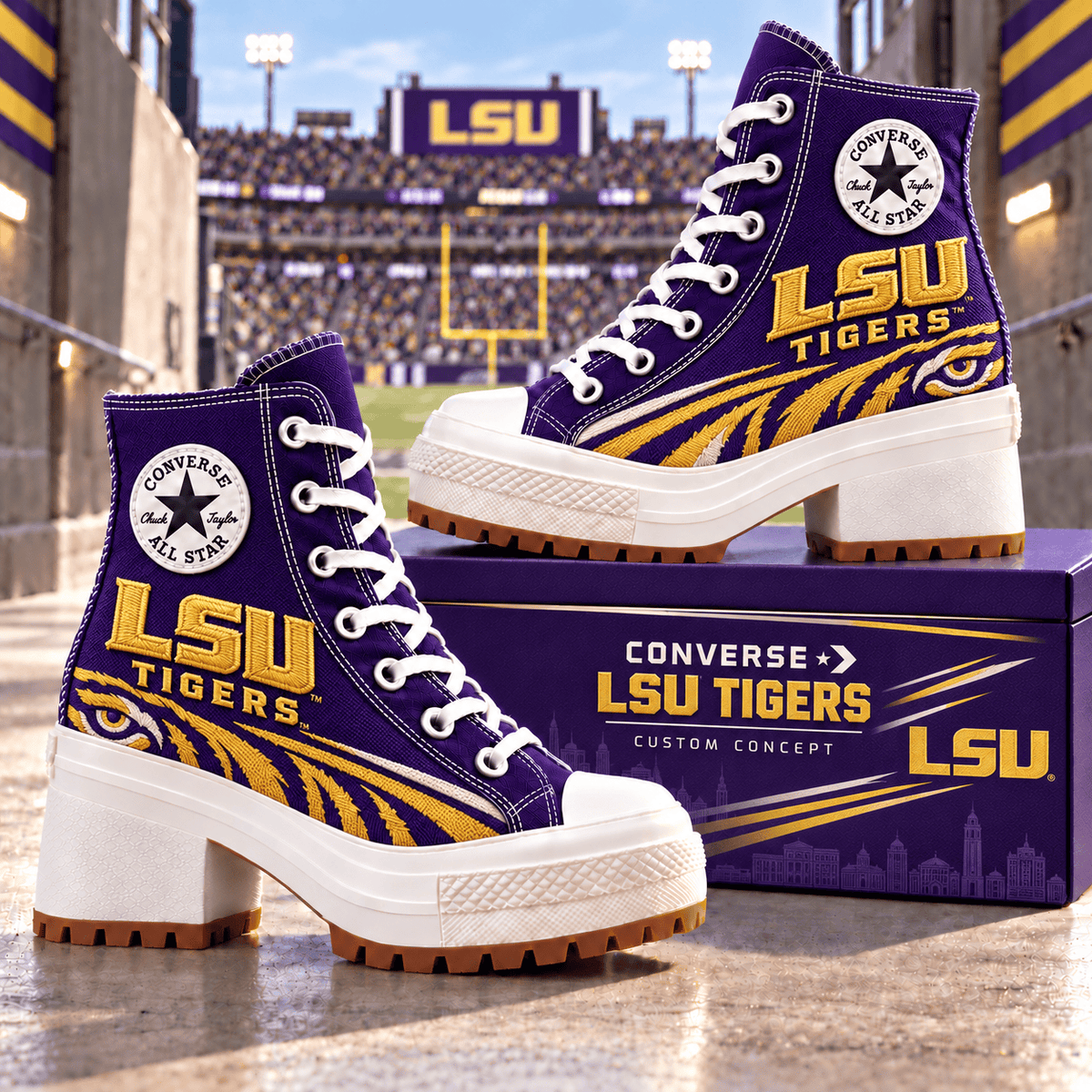 PREMIUM LSU Heeled High-Top Sneakers TMH