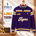 LSUT PREMIUM Varsity Cable-Knit Quarter-Zip Sweater NHVH