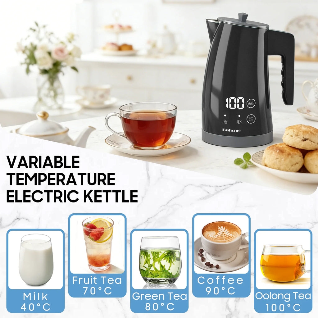 1.25L Electric Kettle Temperature Control, 1200W Fast Boil Electric Tea Kettle, Digital LED Display, 304 Stainless Steel Inner, Auto Shut Off, 2Hour Keep Warm, Hot Water Boiler For Coffee & Tea