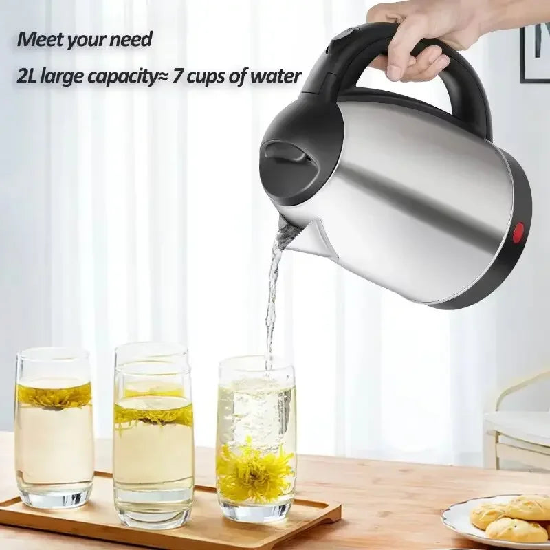 2L Food-grade Stainless Steel Electric Kettle Fast Boiling Hot Water Heater Multi-purpose Teapot Coffee Beverage Daily Home Use