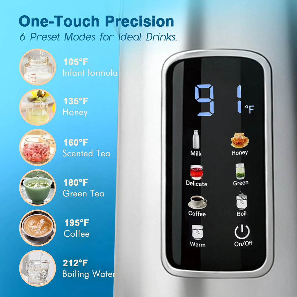1.7L Electric Kettle, Touch Screen Water Boiler, Auto Shut Off, Double Wall, 6 Preset Temperatures, Fast Boil, and STRIX Control