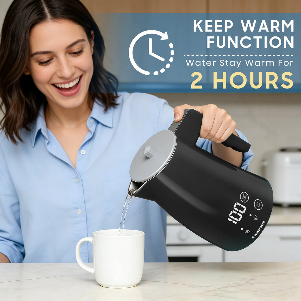 1.25L Electric Kettle Temperature Control, 1200W Fast Boil Electric Tea Kettle, Digital LED Display, 304 Stainless Steel Inner, Auto Shut Off, 2Hour Keep Warm, Hot Water Boiler For Coffee & Tea