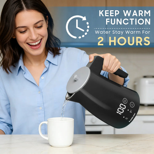 1.25L Electric Kettle Temperature Control, 1200W Fast Boil Electric Tea Kettle, Digital LED Display, 304 Stainless Steel Inner, Auto Shut Off, 2Hour Keep Warm, Hot Water Boiler For Coffee & Tea