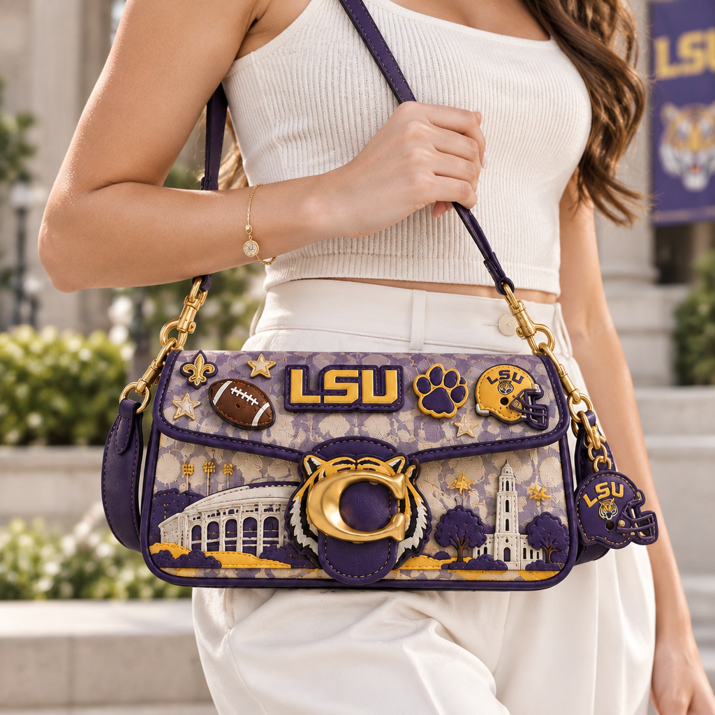 LSU Tigers Coach Shoulder Cross With Charm